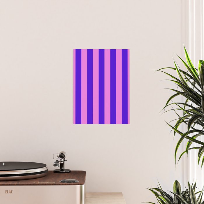 Vivid Stripes Pink and Blue Pattern Poster Gallery Image 2