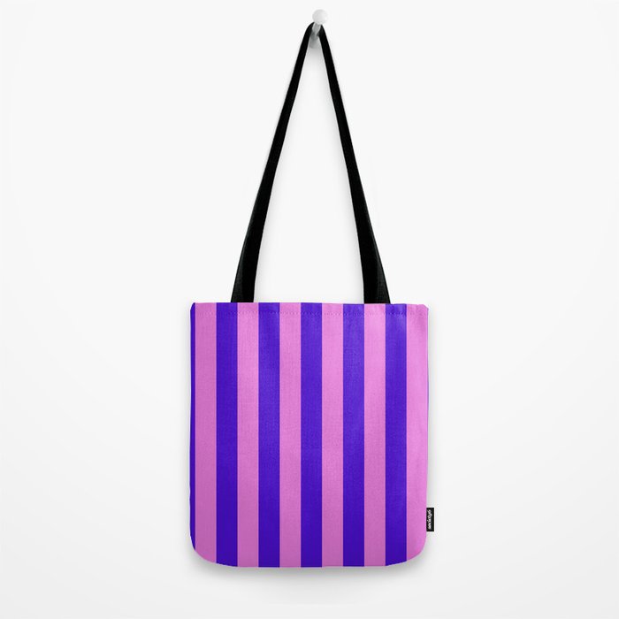 Vivid Stripes Pink and Blue Pattern Tote Bag Gallery Image 2