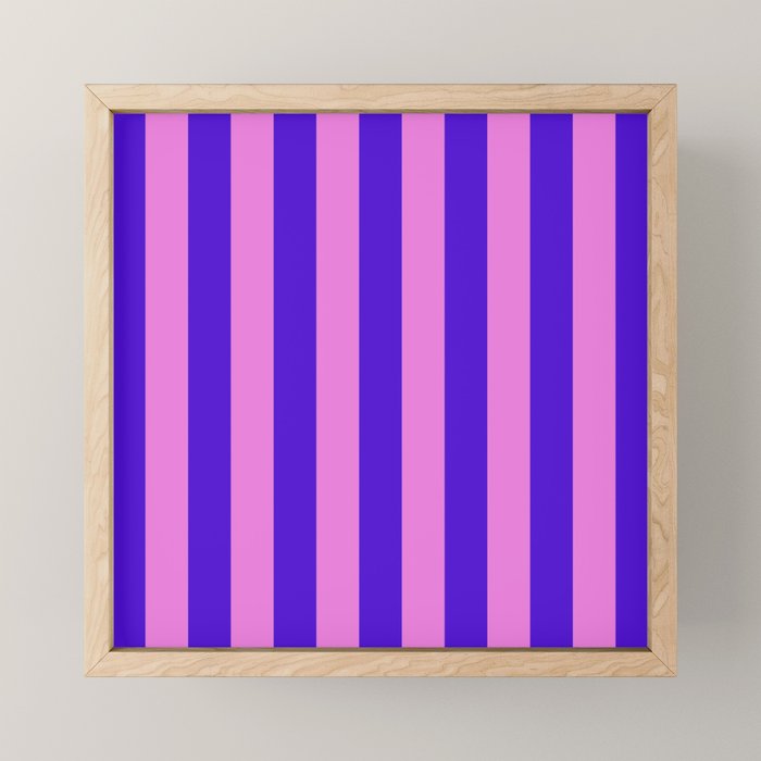 Vivid Stripes Pink and Blue Pattern Mini Art Print Gallery Image 1