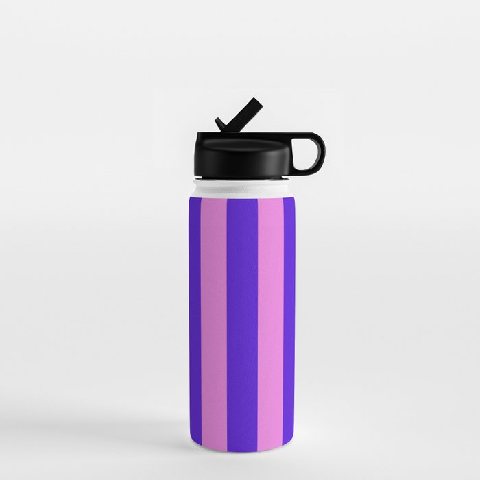 Vivid Stripes Pink and Blue Pattern Water Bottle Gallery Image 1