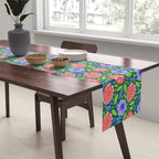 Folk Floral Blossoms in Turquoise Table Runner Gallery Image 2