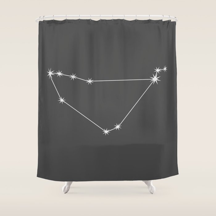 Capricorn Zodiac Star Constellation Line Art Grey Shower Curtain Gallery Image 1