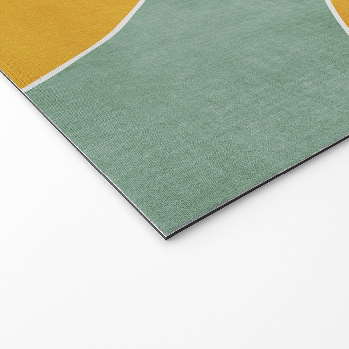 Teal Orange Mustard Navy White Abstract Artwork Welcome Mat Gallery Image 2