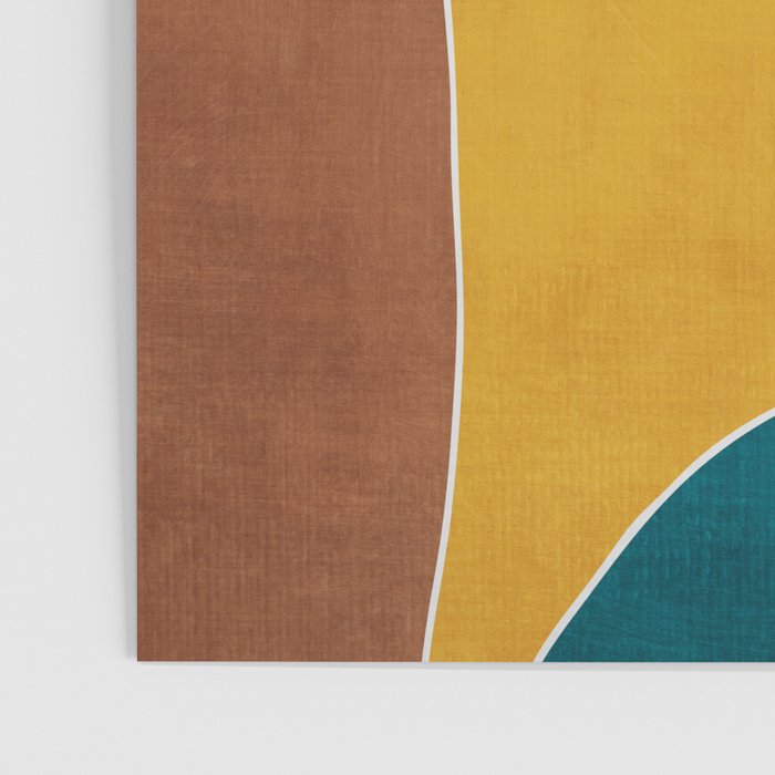 Teal Orange Mustard Navy White Abstract Artwork Poster Gallery Image 3