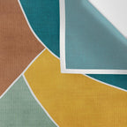 Teal Orange Mustard Navy White Abstract Artwork Wall Tapestry Gallery Image 3