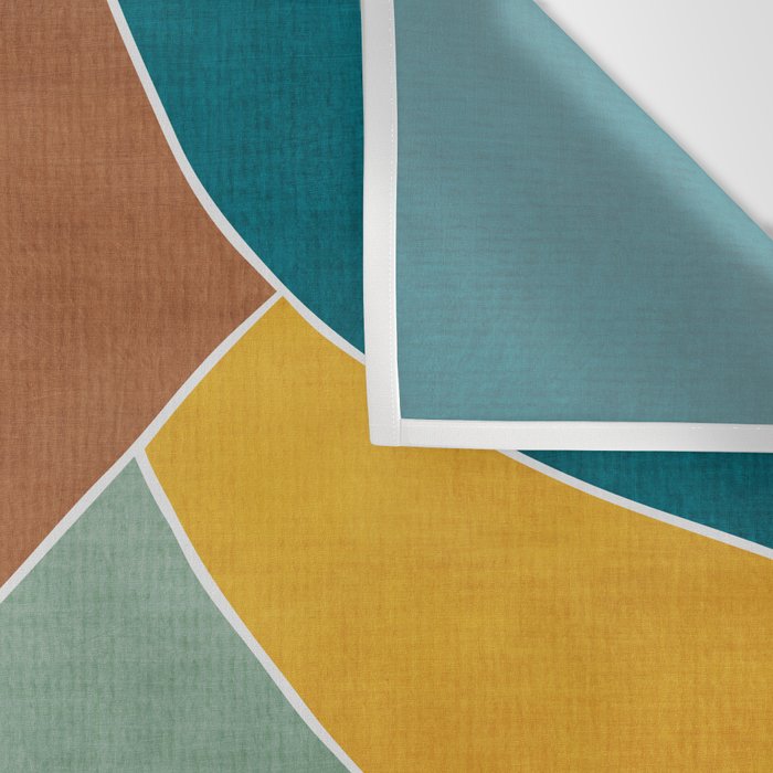 Teal Orange Mustard Navy White Abstract Artwork Wall Tapestry Gallery Image 3