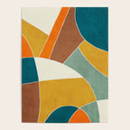 Teal Orange Mustard Navy White Abstract Artwork Poster Gallery Image 4