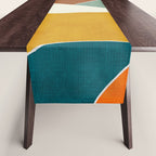 Teal Orange Mustard Navy White Abstract Artwork Table Runner Gallery Image 1