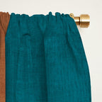 Teal Orange Mustard Navy White Abstract Artwork Window Curtain Gallery Image 2