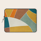 Teal Orange Mustard Navy White Abstract Artwork Laptop Sleeve Gallery Image 1