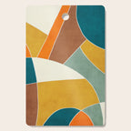 Teal Orange Mustard Navy White Abstract Artwork Cutting Board Gallery Image 1