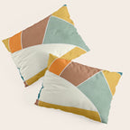 Teal Orange Mustard Navy White Abstract Artwork Pillow Sham Gallery Image 3
