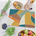 Teal Orange Mustard Navy White Abstract Artwork Cutting Board Gallery Image 2