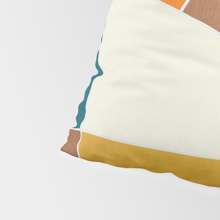 Teal Orange Mustard Navy White Abstract Artwork Pillow Sham Gallery Image 4