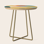 Teal Orange Mustard Navy White Abstract Artwork Side Table Gallery Image 1