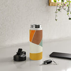 Teal Orange Mustard Navy White Abstract Artwork Water Bottle Gallery Image 4