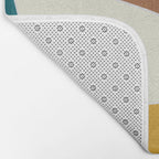 Teal Orange Mustard Navy White Abstract Artwork Bath Mat Gallery Image 2