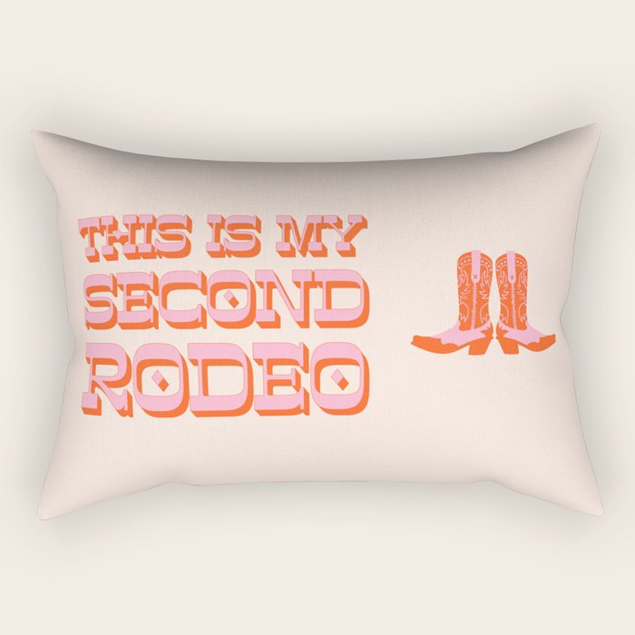 This is My Second Rodeo (pink and orange old west letters) Rectangular Pillow Gallery Image 1