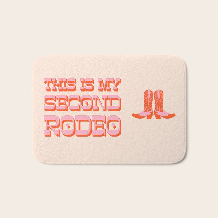 This is My Second Rodeo (pink and orange old west letters) Bath Mat Gallery Image 1