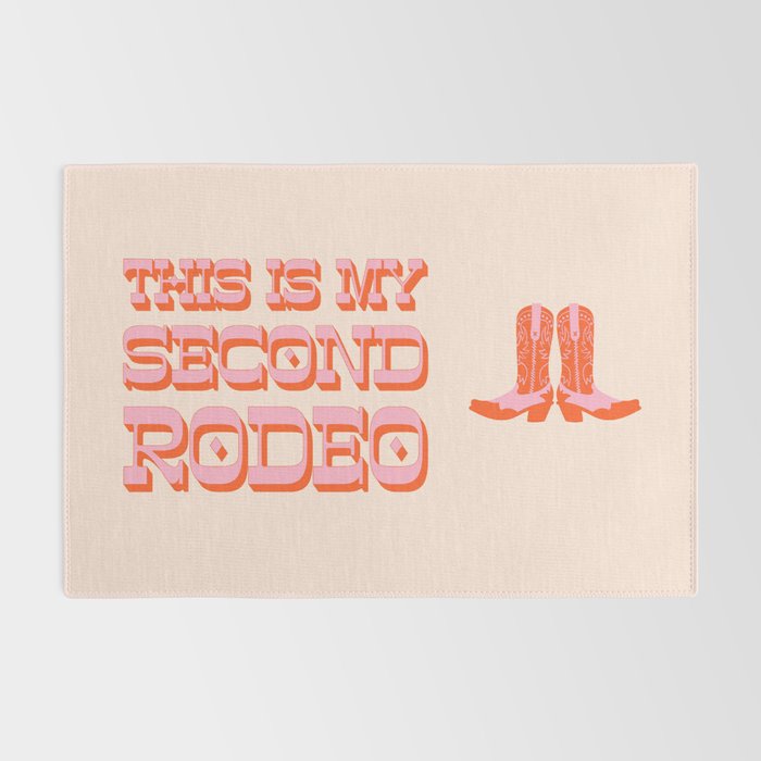 This is My Second Rodeo (pink and orange old west letters) Rug Gallery Image 2
