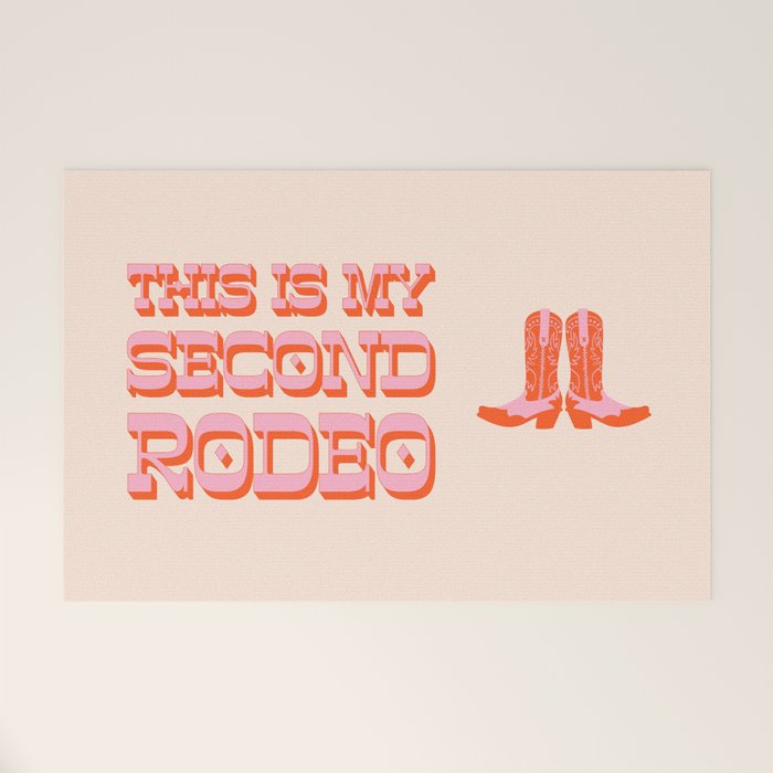 This is My Second Rodeo (pink and orange old west letters) Welcome Mat Gallery Image 1