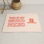 This is My Second Rodeo (pink and orange old west letters) Rug Gallery Image 1