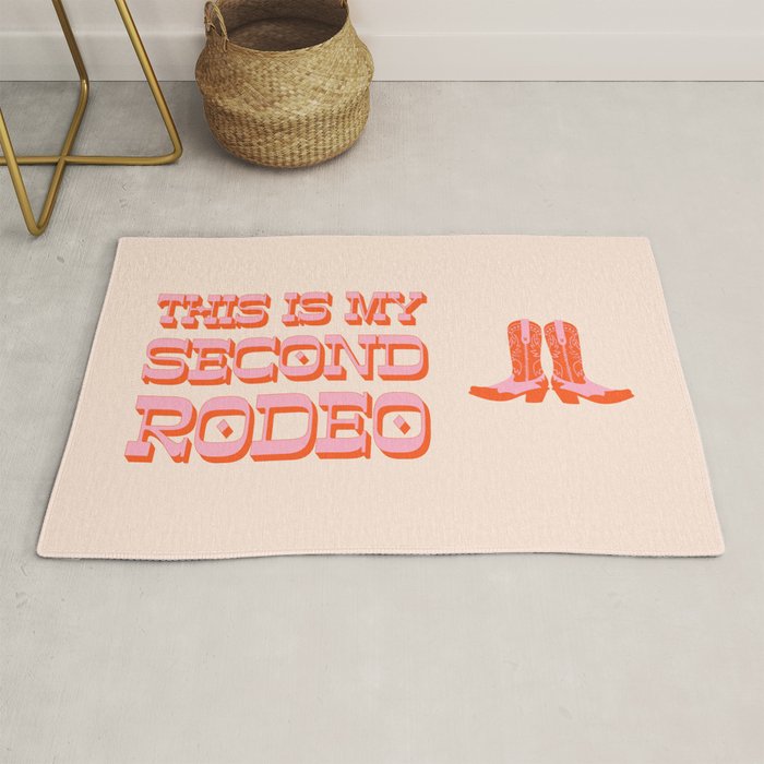 This is My Second Rodeo (pink and orange old west letters) Rug Gallery Image 1