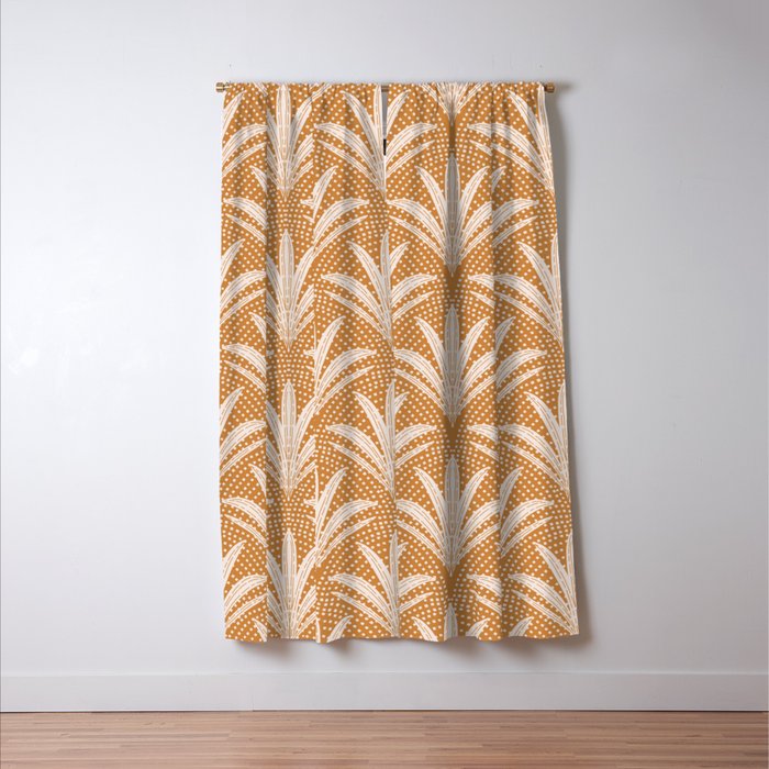 Boho Rustic Palm Radiance Caramel Brown Window Curtain Gallery Image 3
