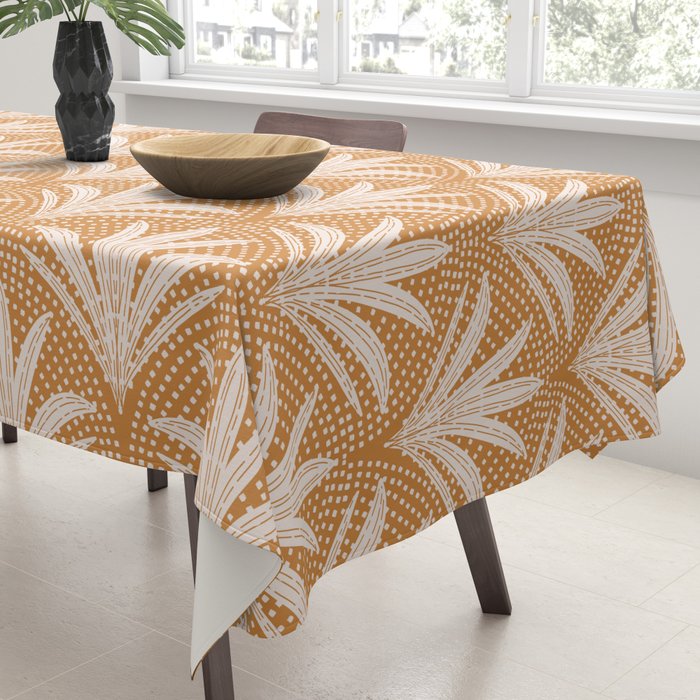 Boho Rustic Palm Radiance Caramel Brown Tablecloth Gallery Image 3
