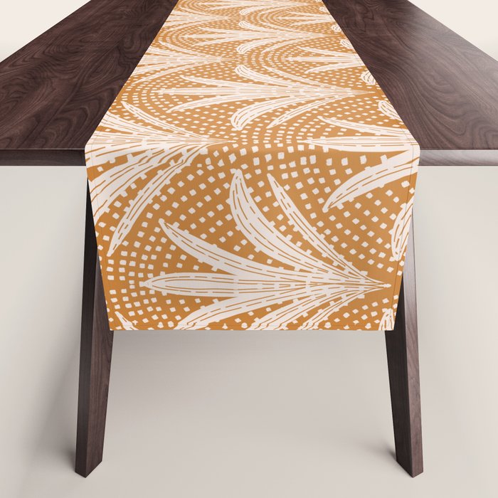 Boho Rustic Palm Radiance Caramel Brown Table Runner Gallery Image 1