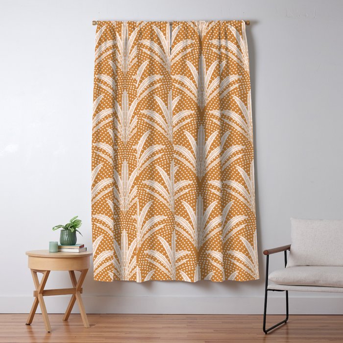 Boho Rustic Palm Radiance Caramel Brown Window Curtain Gallery Image 5