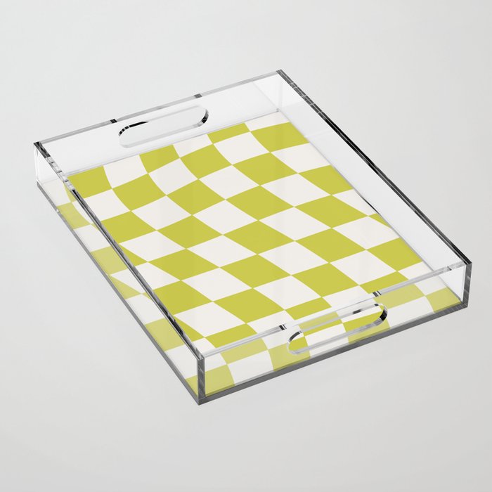 Warped Check Pattern Lime Acrylic Tray Gallery Image 1