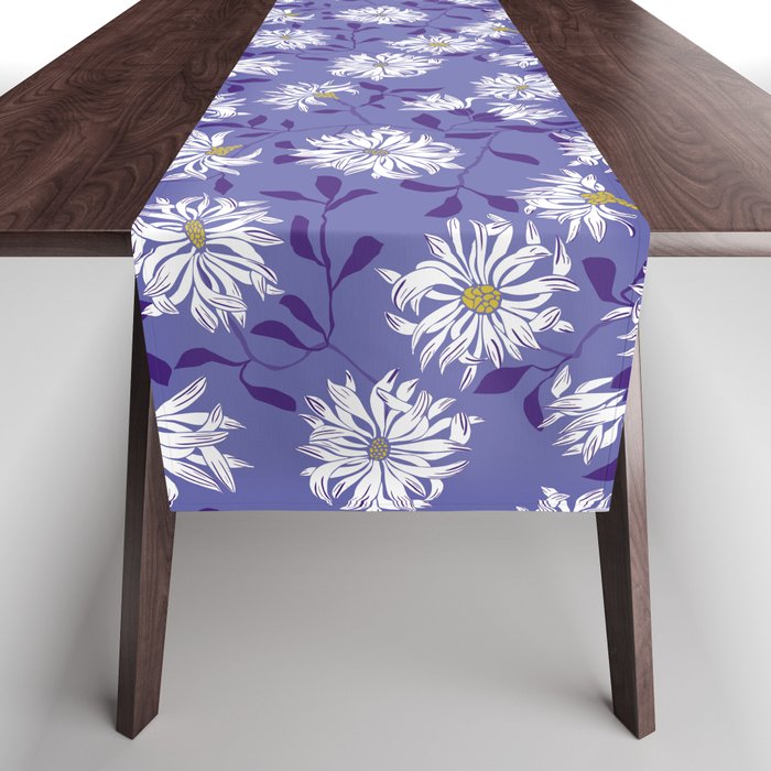 Very peri chrysanthemums Table Runner Gallery Image 1