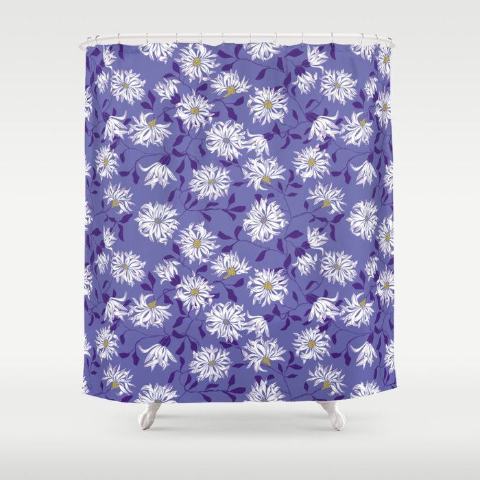Very peri chrysanthemums Shower Curtain Gallery Image 1