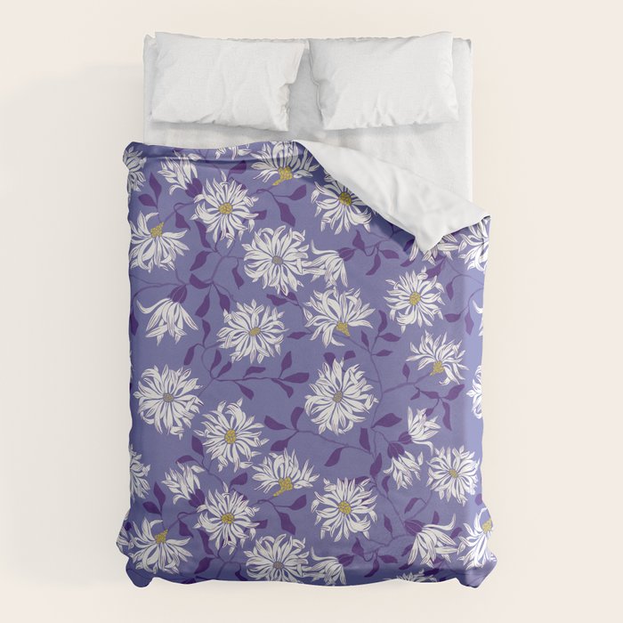 Very peri chrysanthemums Duvet Cover Gallery Image 6