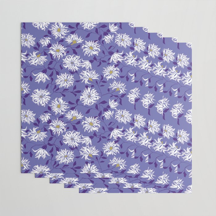 Very peri chrysanthemums Wrapping Paper Gallery Image 3