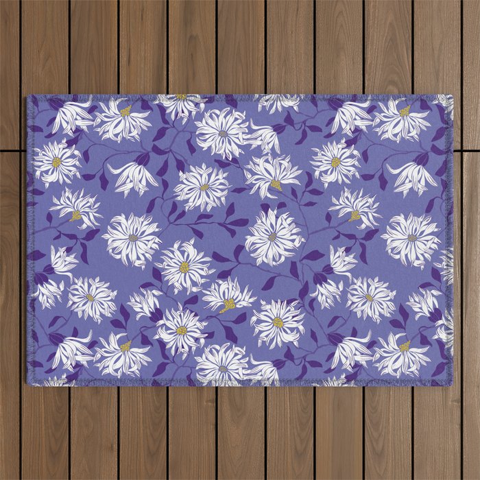 Very peri chrysanthemums Outdoor Rug Gallery Image 1