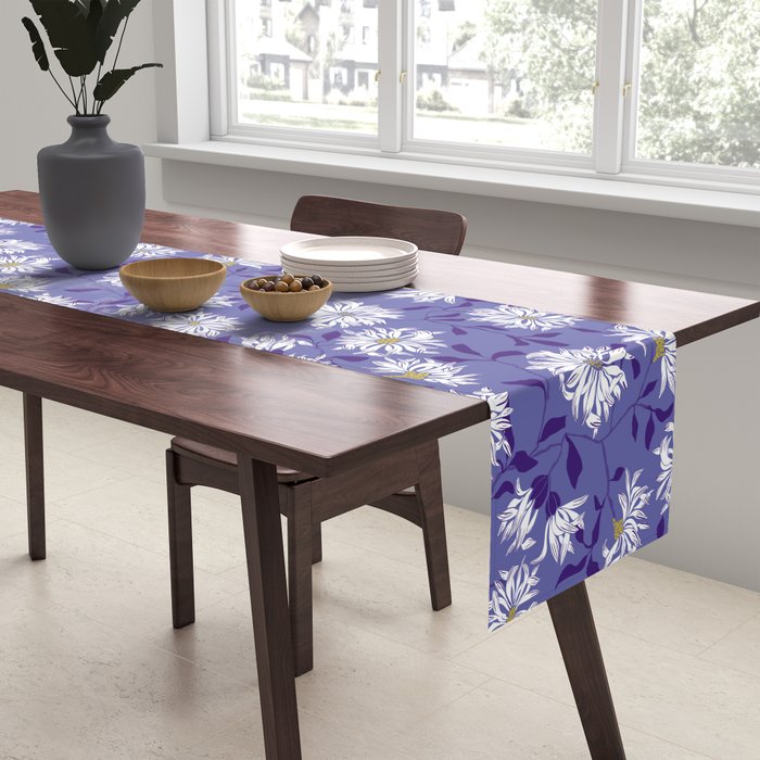 Very peri chrysanthemums Table Runner Gallery Image 2