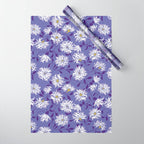 Very peri chrysanthemums Wrapping Paper Gallery Image 1