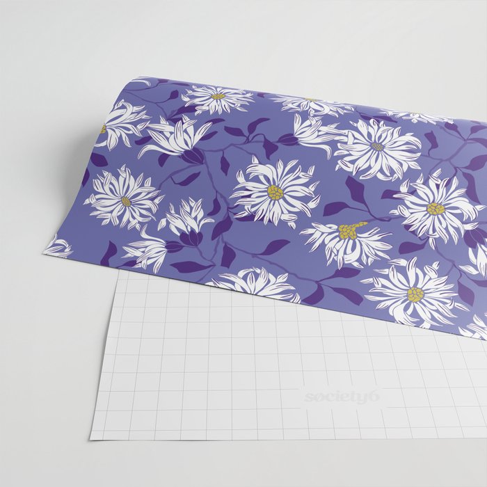 Very peri chrysanthemums Wrapping Paper Gallery Image 2