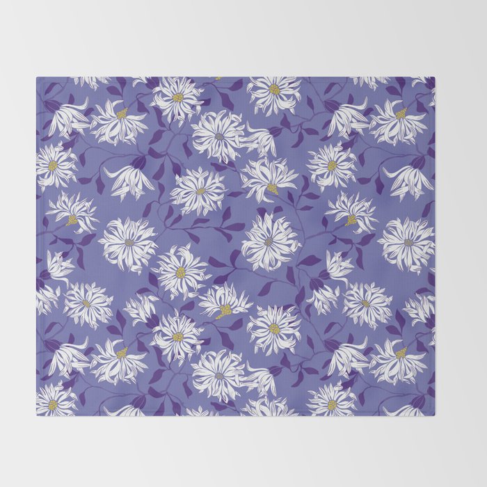 Very peri chrysanthemums Throw Blanket Gallery Image 2