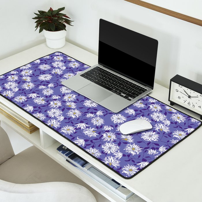 Very peri chrysanthemums Desk Mat Gallery Image 2