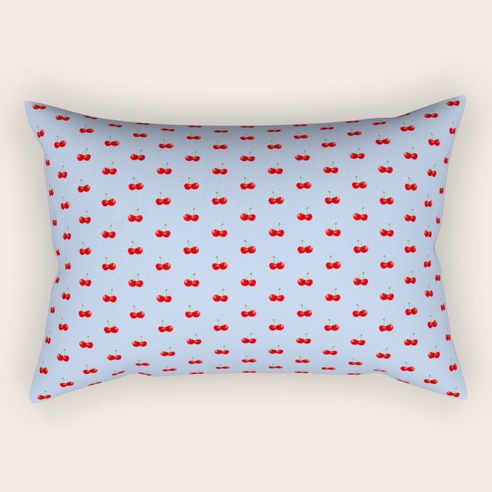 Y2K Cherries - Blue Pattern Miniature Rectangular Pillow Gallery Image 1