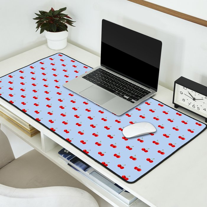 Y2K Cherries - Blue Pattern Miniature Desk Mat Gallery Image 2