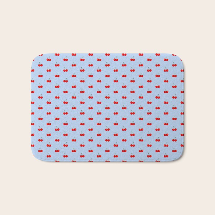 Y2K Cherries - Blue Pattern Miniature Bath Mat Gallery Image 1