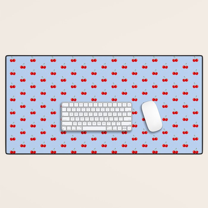 Y2K Cherries - Blue Pattern Miniature Desk Mat Gallery Image 1