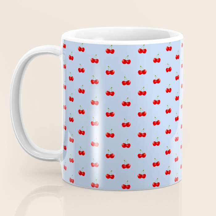 Y2K Cherries - Blue Pattern Miniature Coffee Mug Gallery Image 3