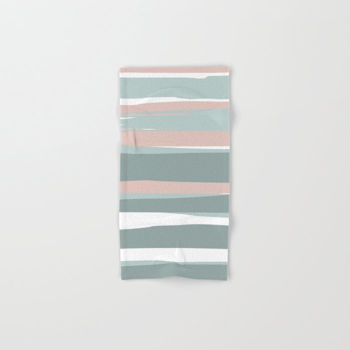 Festive, Abstract, Stripes Pattern, Pink, Green, White Towels Gallery Image 1