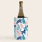 Be like a cat // white background pastel pink blue aqua and teal cat silhouettes with affirmations Wine Chiller Gallery Image 2