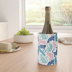 Be like a cat // white background pastel pink blue aqua and teal cat silhouettes with affirmations Wine Chiller Gallery Image 4
